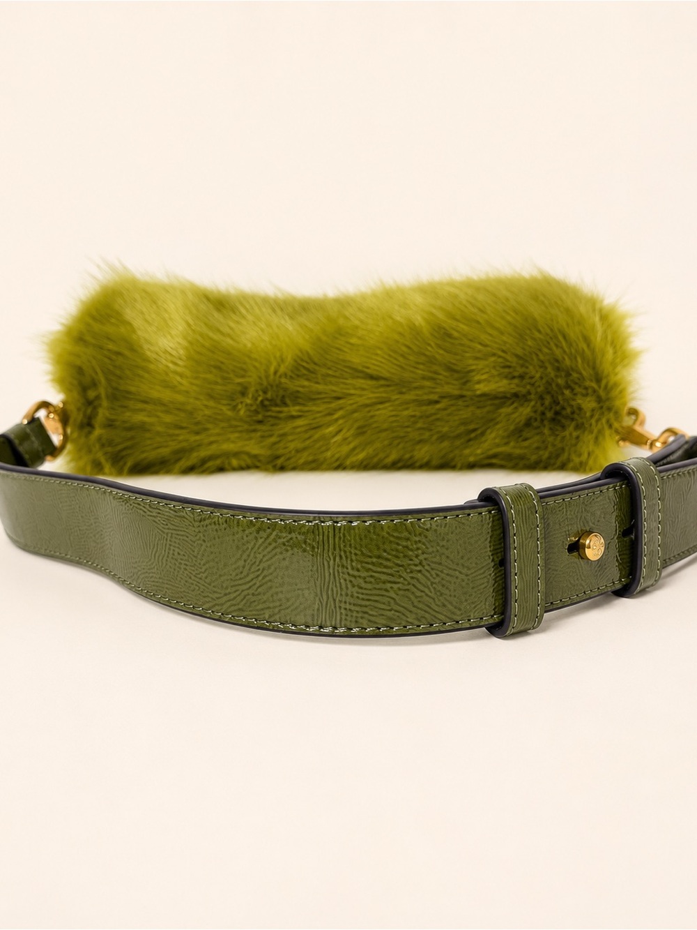 Tory Burch Chelsea Faux Fur Convertible Crossbody Shoulder Bag Chartreuse Green - Picture 7 of 10